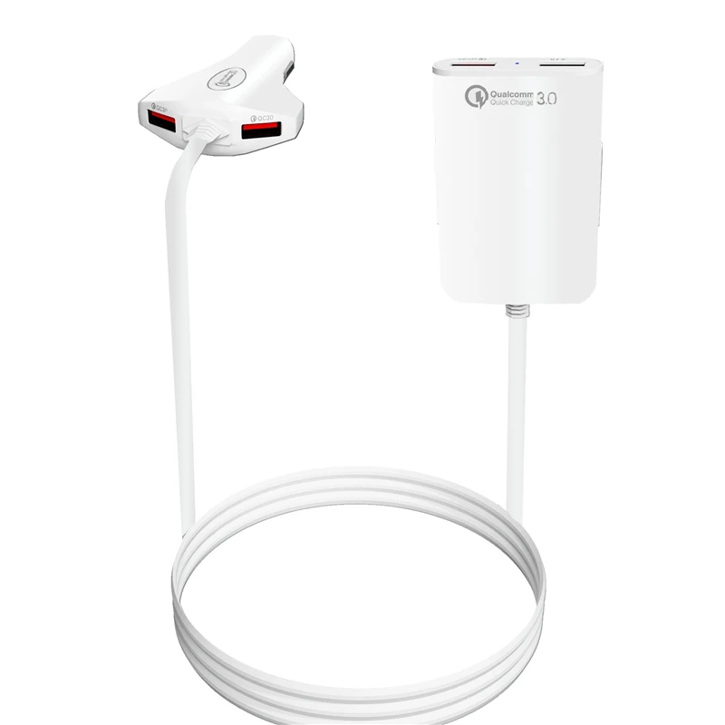Новое USB Автомобильное зарядное устройство для мобильного телефона планшета 4 порта USB 3A QC3.0 Быстрая зарядка автомобильный адаптер зарядного устройства для телефона с кабелем даты