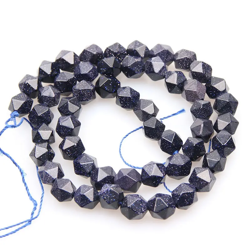 Оптовая продажа бусины из натурального камня с гранями голубой песчаник для