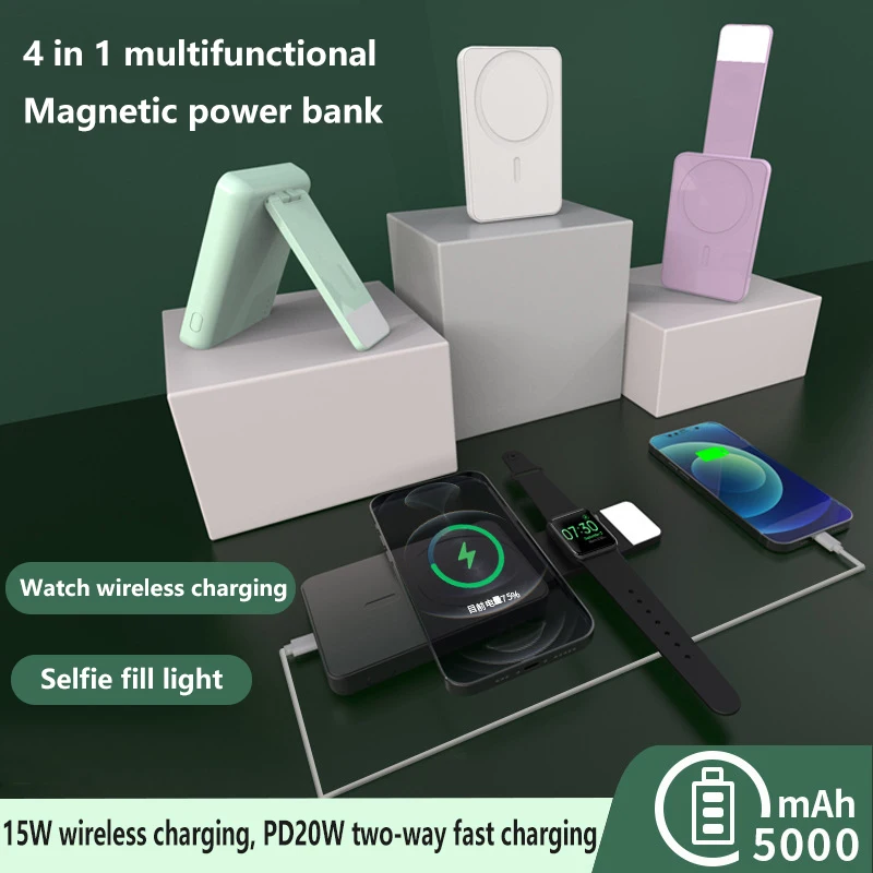 

15W Fast Charging 4 in 1 Magnetic Wireless Power Bank For iPhone 13 12 11 Pro Max Apple Watch SE 6 5 4 AirPods Charger powerbank