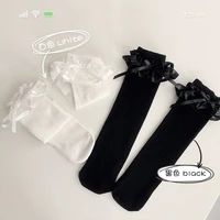 ladies socks cute organza lace middle tube socks bow beautiful calf socks