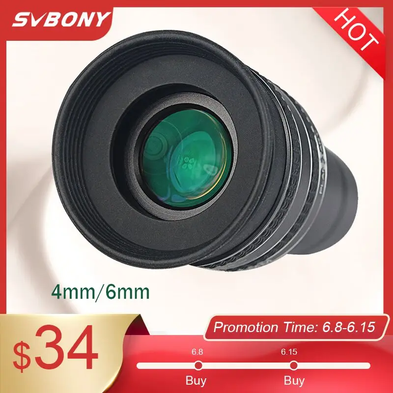 SVBONY 1 25 дюйма окуляр SWA 58 градусов 4 мм/6 мм планетарный для астрономического
