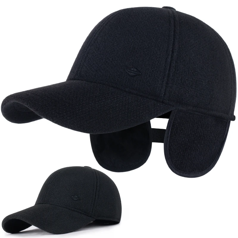 

Hat men winter middle-aged dad plus velvet thick warm ear protection baseball cap old man grandpa winter cotton cap