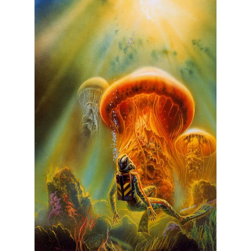 

5D DIY Full Square Round Diamond Painting Jellyfish Animal Diamond Embroidery Diver Rhinestone Picture Diamond Mosaic E8