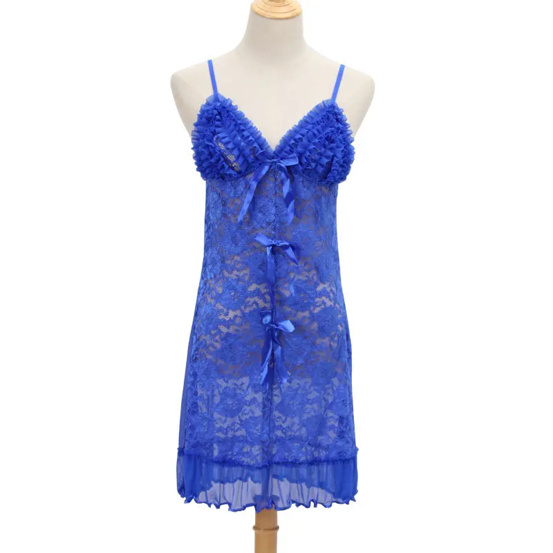 

European and American new lingerie female lace sexy pajamas uniform suspender skirt perspective sexy nightdress