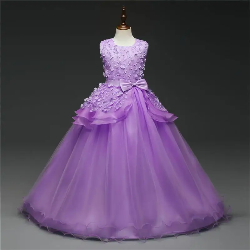 Red New Year Girls Dress Elegant Princess Frock Sequins Backless Design Sleeveless Prom Gowns Fashion Long Tulle Pageant | Детская