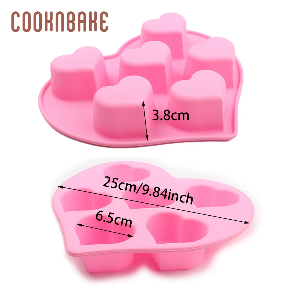 COOKNBAKE heart silicone mold for handmade soap 6 cavity resin candle tool cake bread biscuit pastry bakeware DIY Valentine |
