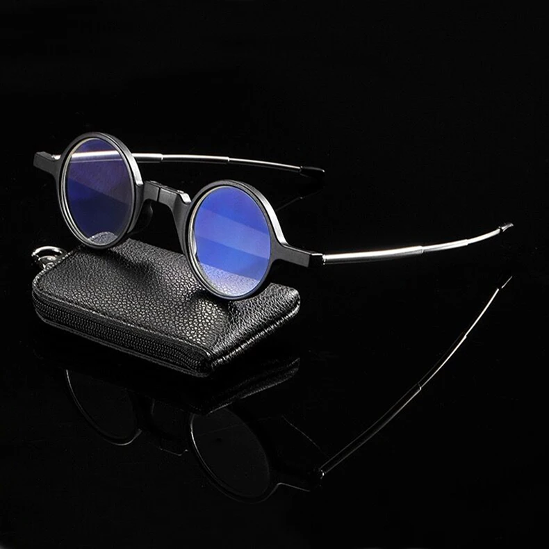 Kann Blume Flodable Lesebrille HD Linsen Runde Rahmen Gläser Männlichen Anti Blaues Licht Gläser Runden Brille Weiblich Leser + 3,5 – Detail 10
