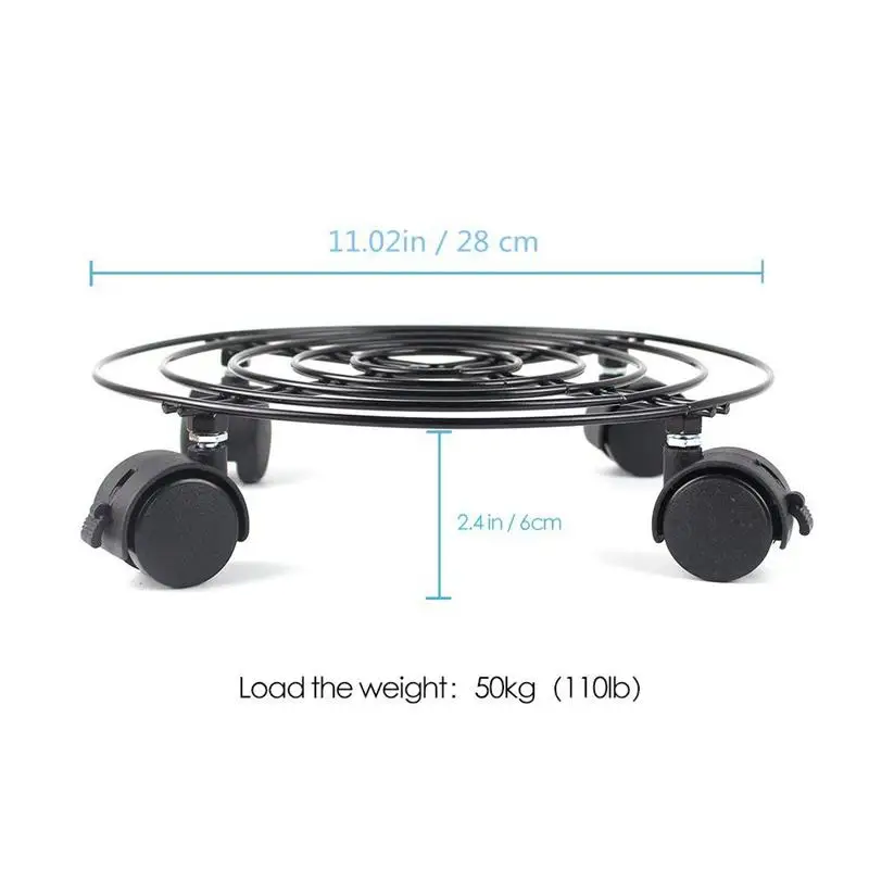 Металлический цветочный горшок стенд-тележка Caddy на колесах Крытый открытый