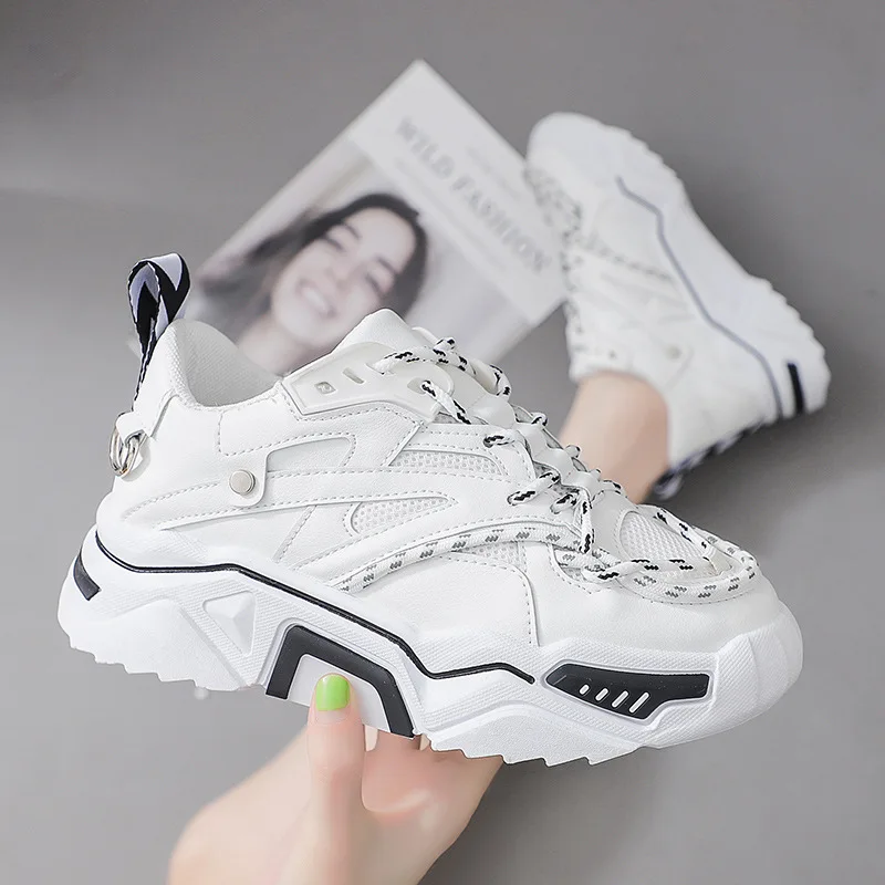 Кроссовки женские на массивной платформе Вулканизированная подошва дышащие