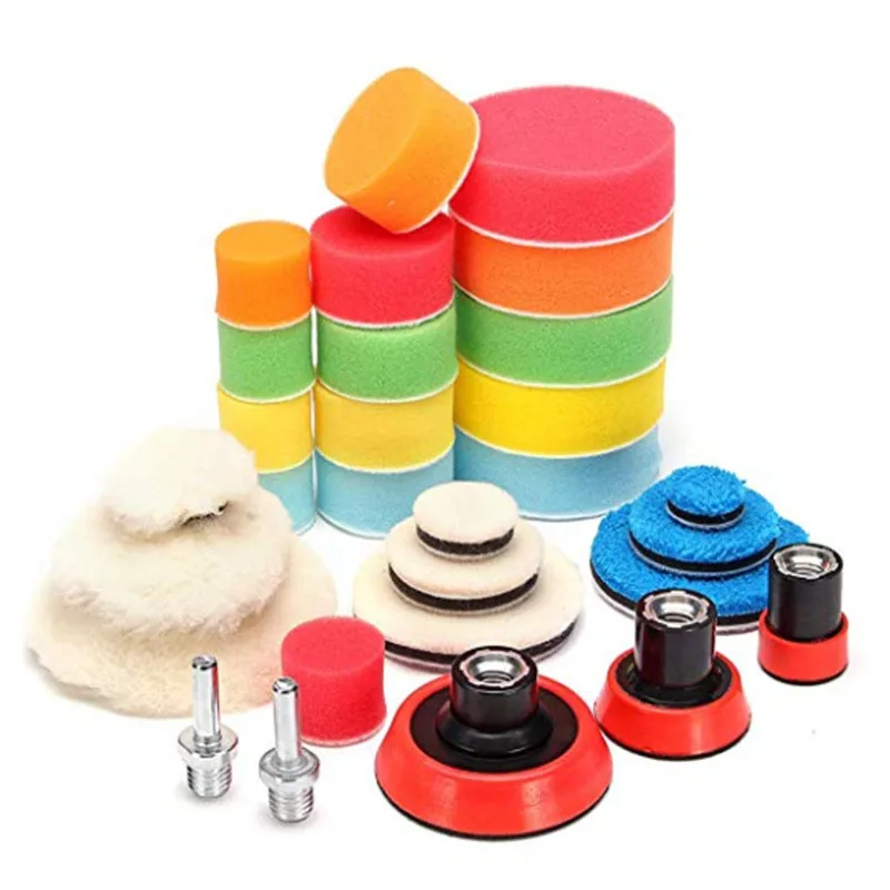 

29Pcs Waxing Sponge Polishing Pad Wool Backing Plate Car Polishing Tool Set For Polisher Polishing Machine Car Wash Accessories