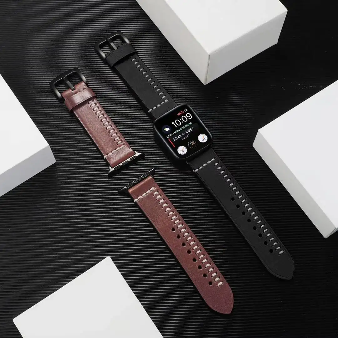 Натуральная кожа ремешок для наручных часов Apple watch, версии 5/4 44 мм 40 мм, ремешок для наручных часов iWatch серии 3/2/1 38 мм 40 мм аксессуары для смарт-браслета