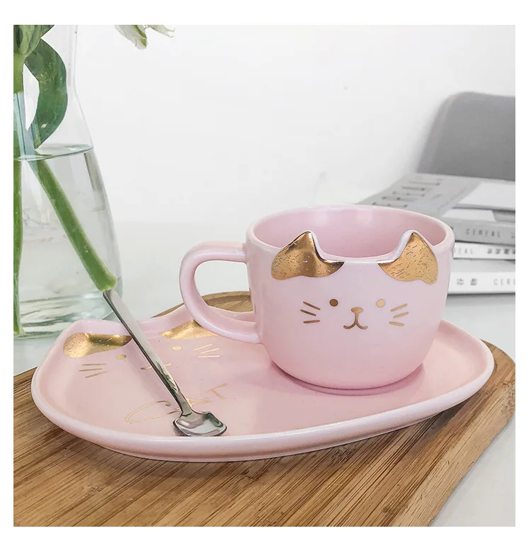 Милая Роскошная чашка в виде кота нордическая розовая Высококачественная