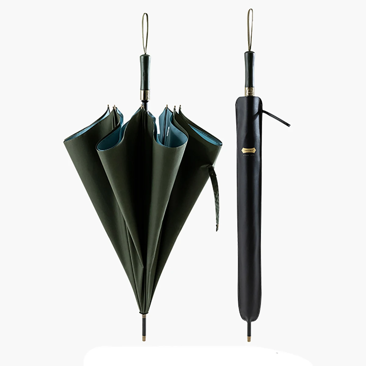 

Parachase Golf Umbrella Double Layer 120cm Large Long Umbrella Business Men Elegant Leather Cover Windproof Parasol Umbrella 8K