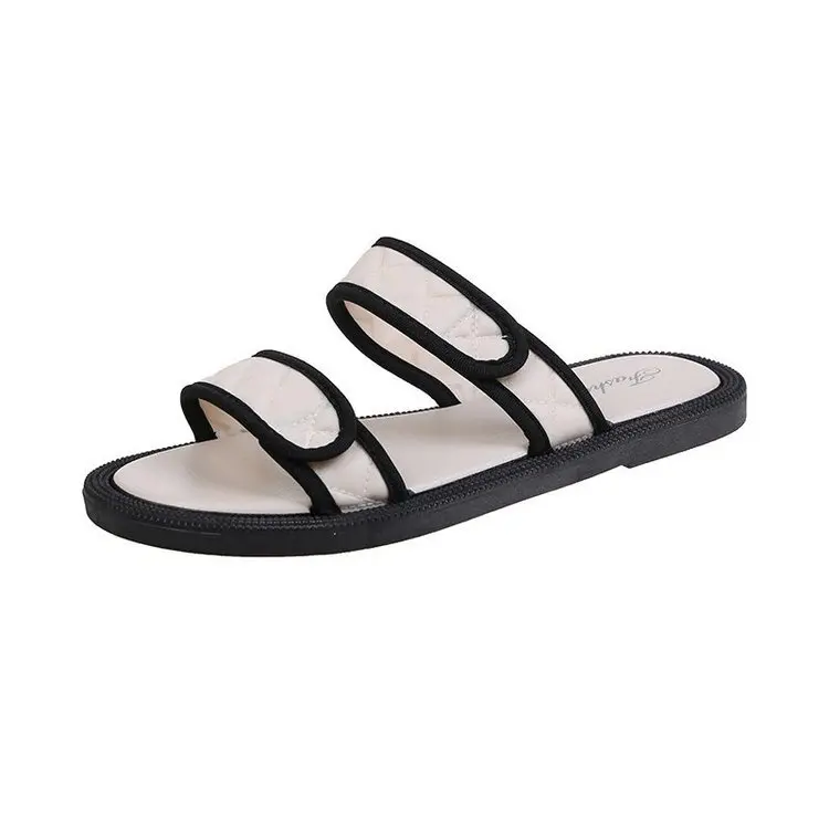 

Shoes Ladies' Slippers Luxury Slides Low Summer Clogs Woman Pantofle Designer Beach 2021 Hoof Heels Fabric Basic Sewing Rubber S