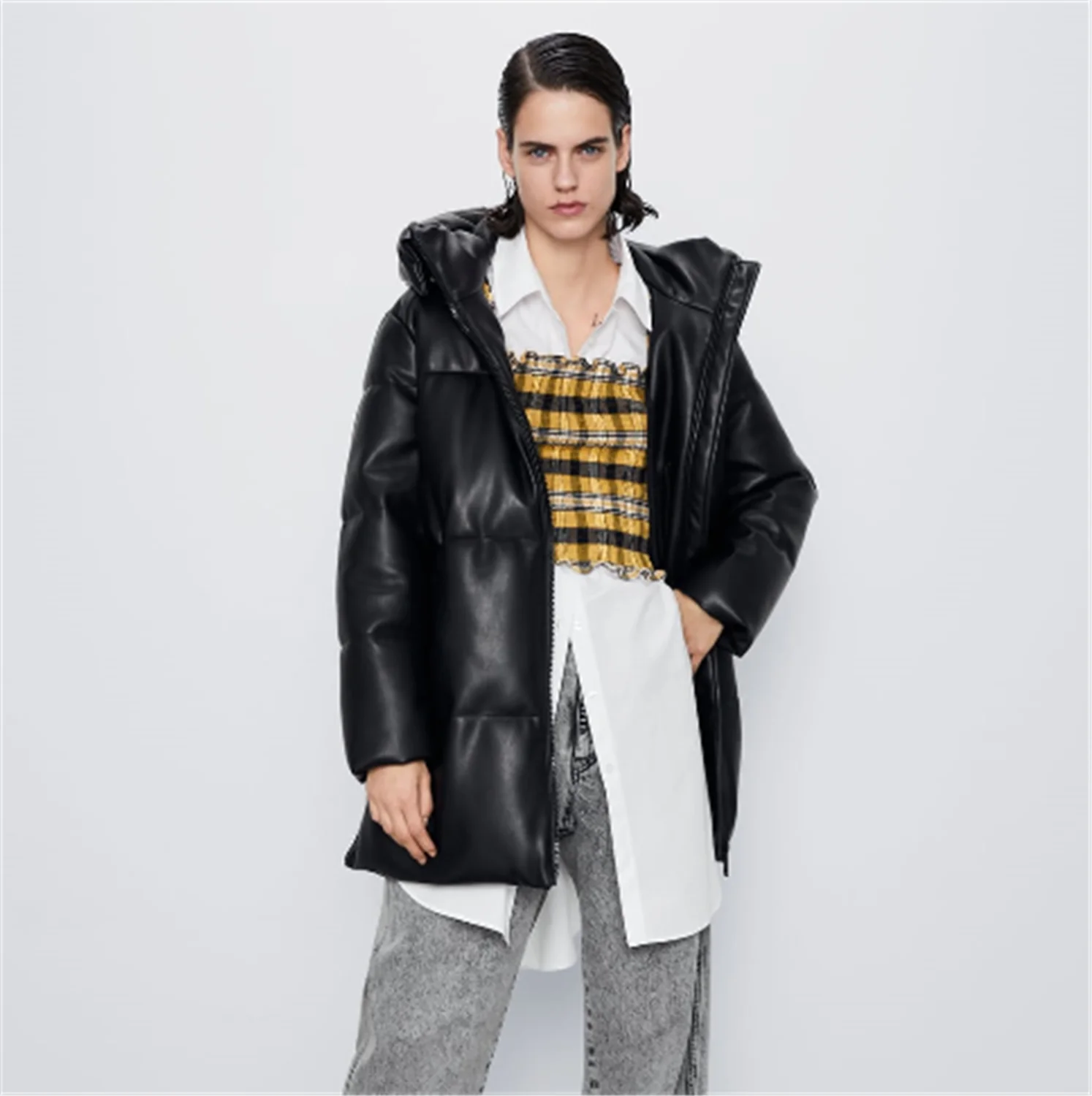 Новинка весны 2020 ZA женская короткая Сексуальная рубашка модный короткий топ в