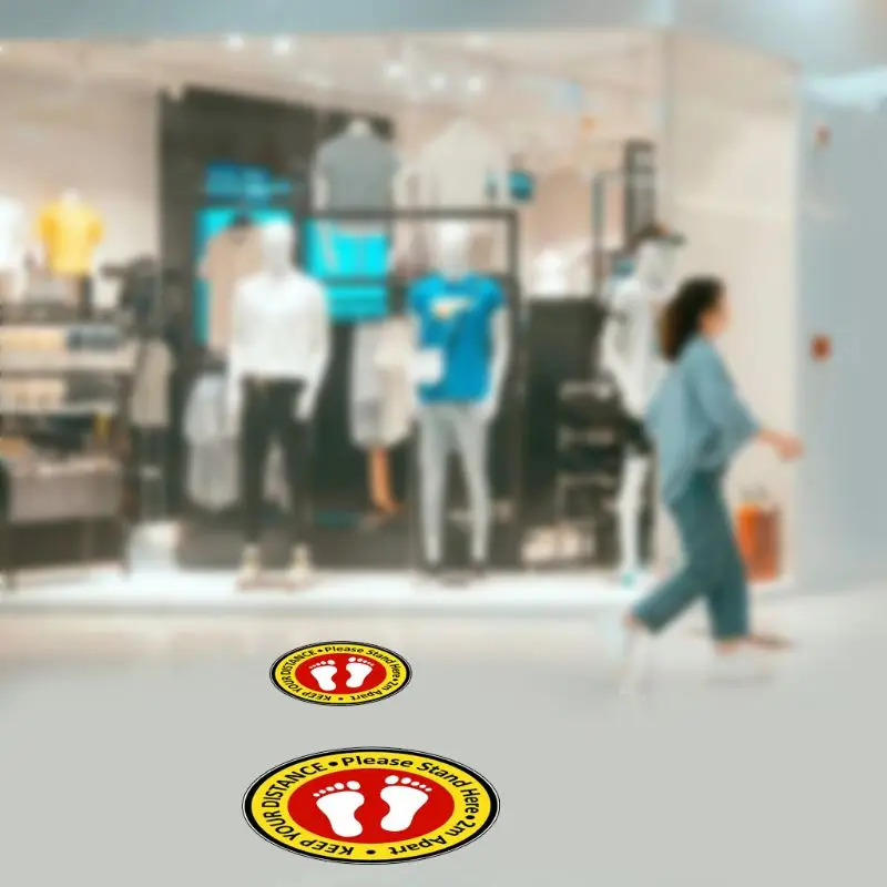 

B2RC 5PCS Social Distancing Shop Floor Stickers Anti Slip Stay Safe Sign Pasters Decals