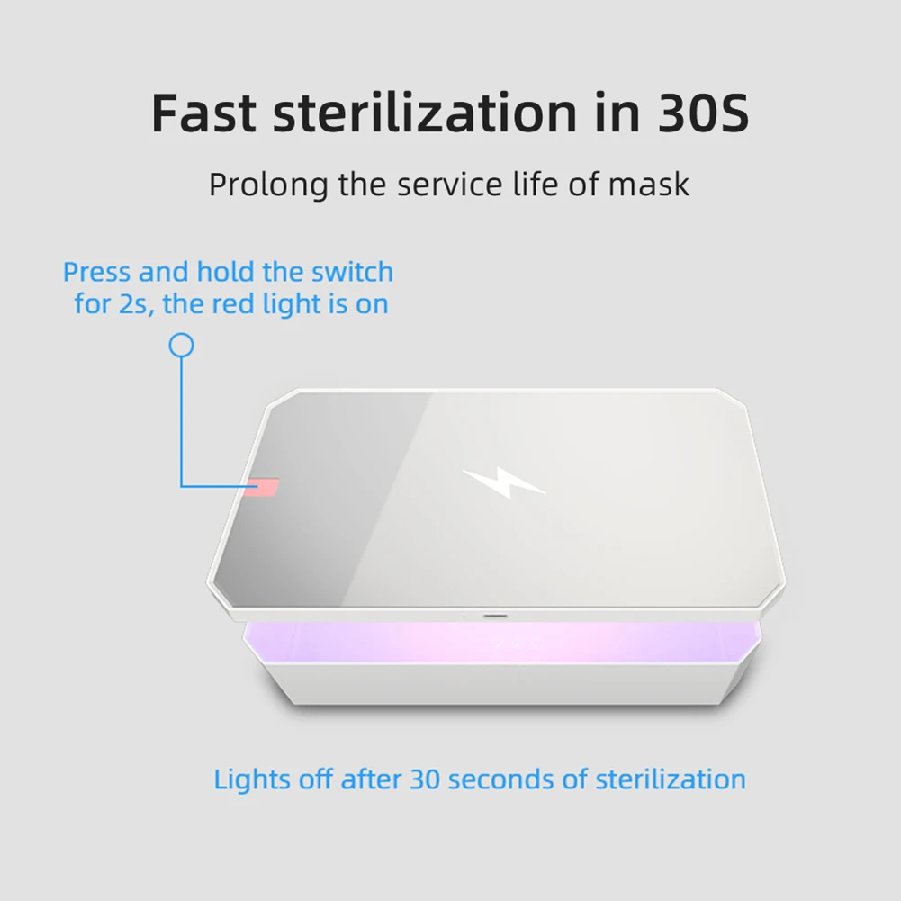 

Multifunctional UV Toothbrush Sanitizer LED UVC Light Makeup Manicure Tool Disinfector 10W Wireless Phone Charger Vanity Mirror