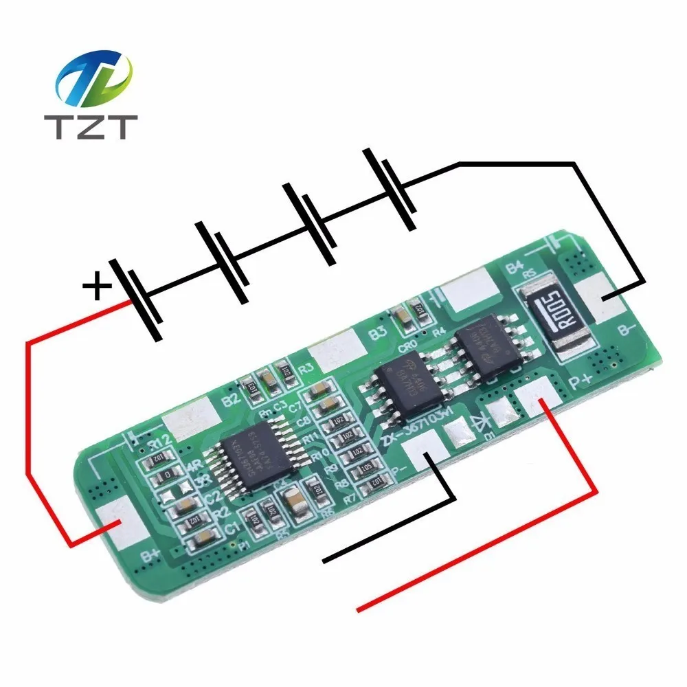 Защитная плата управления 4A-5A PCB BMS для 4 упаковок литий-ионный аккумулятор 18650
