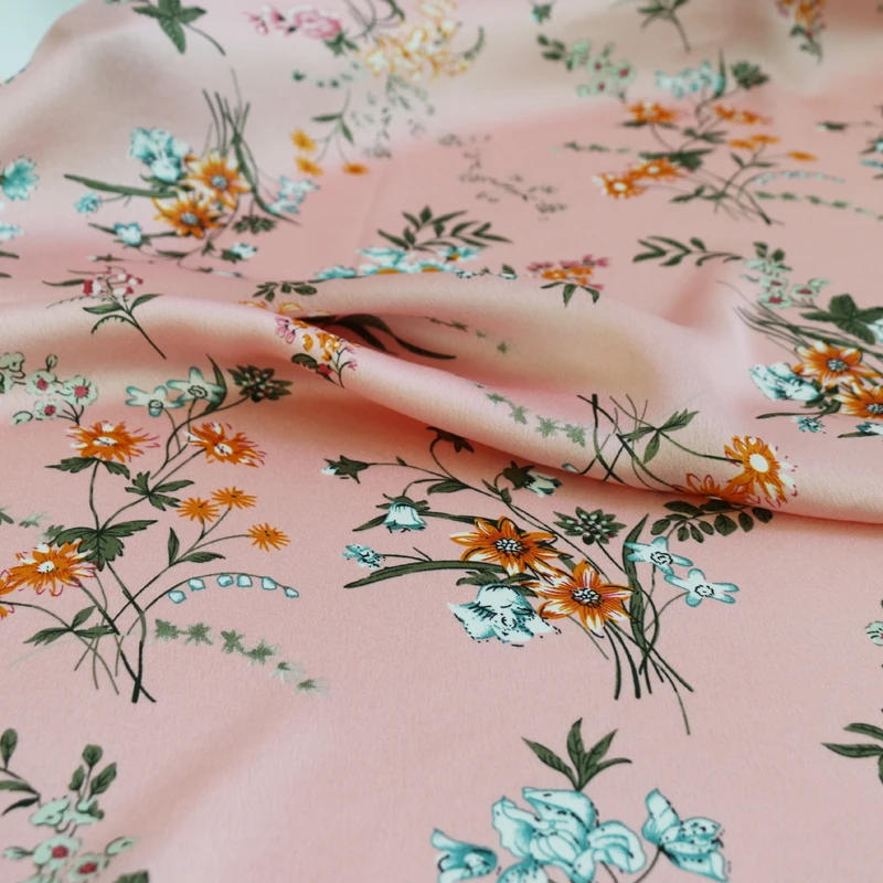 100 см * 150 элегантная цветочная ткань шармёз мягкая для платья текстиль Атлас креп