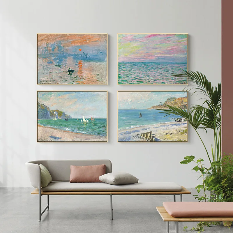 

Modern Abstract Landscape Wall Art Canvas Painting Famous Monet Poster Print Wall Pictures Nordic Living Room Home Decoration