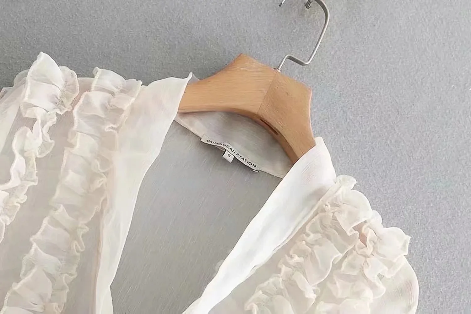 DEAT 2020 Spring Long Sleeve Ruffled Collar Beige Short Mini Dress Women MH566 |