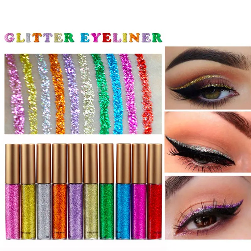 

Glitter Liquid Colores Eyeliner Eyeshadow Palette Waterproof Eye Liner Pencil Shadow Colorido Delineador Líquido Eyliner Gel