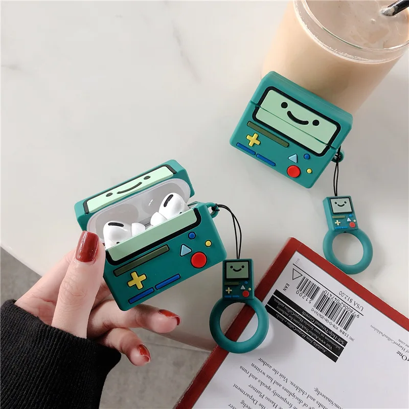 

Finn Jake BMO Cartoon Bluetooth Earphone Case for Airpods 1 2 3 Cute Protective Cover for airpods pro Accessories with Keychain