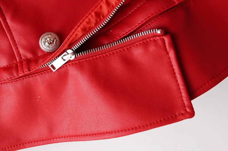 

fashion streetwear ladies PU jackets 2020 spring red moto style women coats cool female faux leather jacket pocket girls coat
