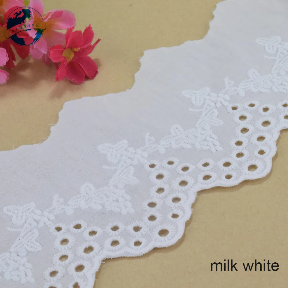 Хлопковая вышивка шириной 8 см белая кружевная швейная лента гипюр африканская