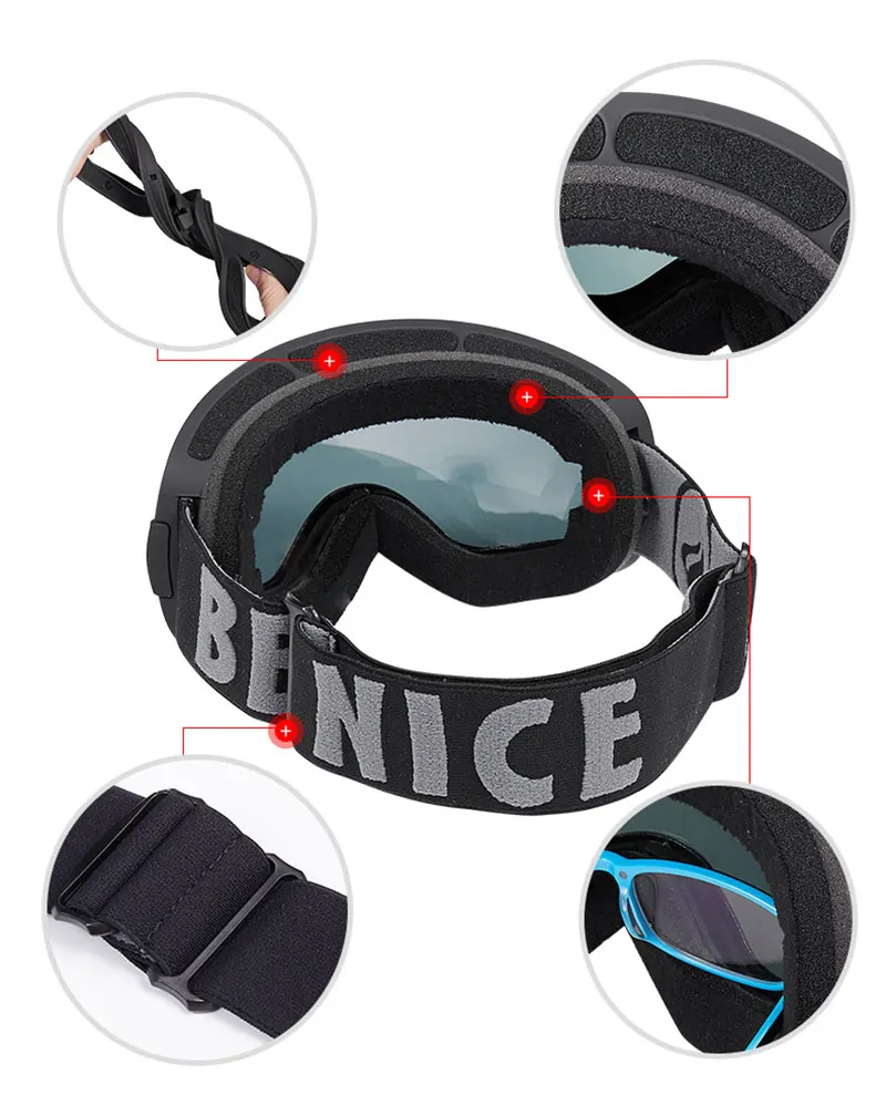 Лыжные очки, двухслойные, защита UV400, противотуманные, большие, лыжные маски, очки, лыжные, зимние, мужские, женские, сноуборд, очки