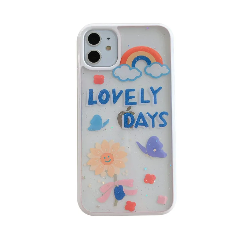 

Rainbow text text smiley face acrylic phone case for iPhone11 12Pro Max mini X XR XSMax8 7 6PluS anti-drop protective back cover