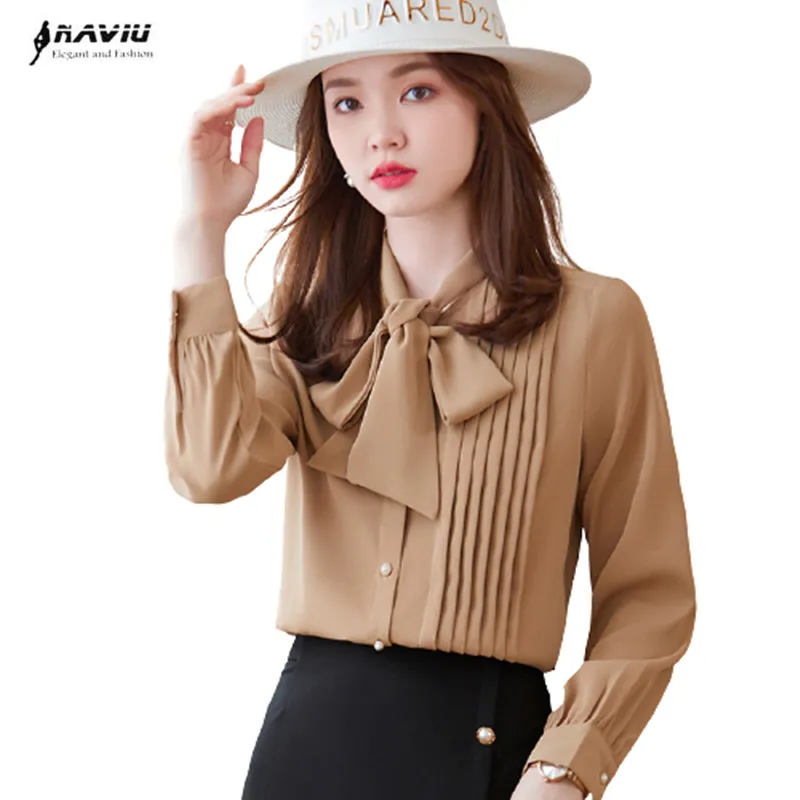 

Professional Chiffon Shirt Women Long Sleeve Spring New Fashion Temperament Casual All Match Bow Blouses Office Ladies Work Tops