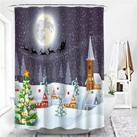 white snow christmas eve bathroom decorative 3d shower curtains background wall decoration screen for living room bath curtains