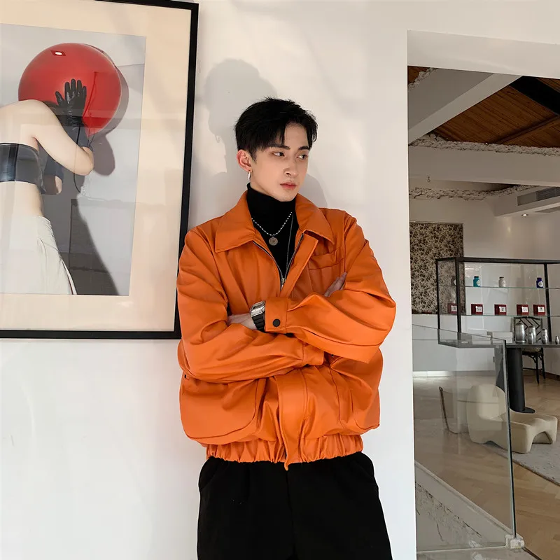 Куртка-бомбер мужская короткая из искусственного меха уличная одежда в стиле