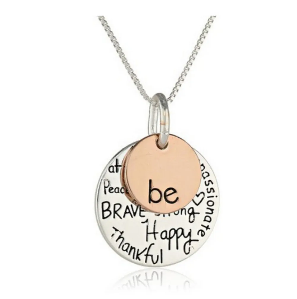 Двухтонное ожерелье из стерлингового серебра с надписью Be граффити 18 дюймов