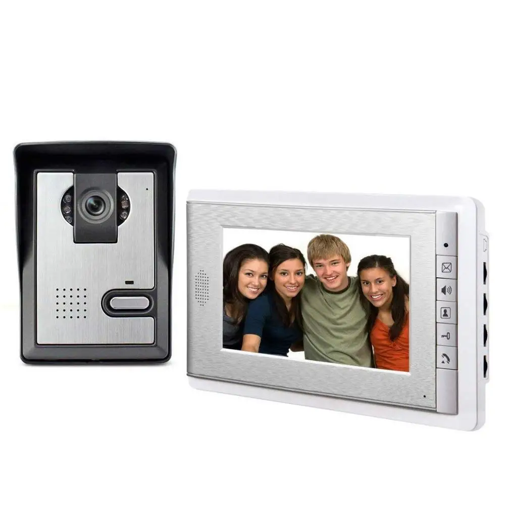 7 ''TFT lcd Проводной видео-телефон двери визуальный видеодомофон Громкая связь домофон система с водонепроницаемой наружной ИК-камерой для дома