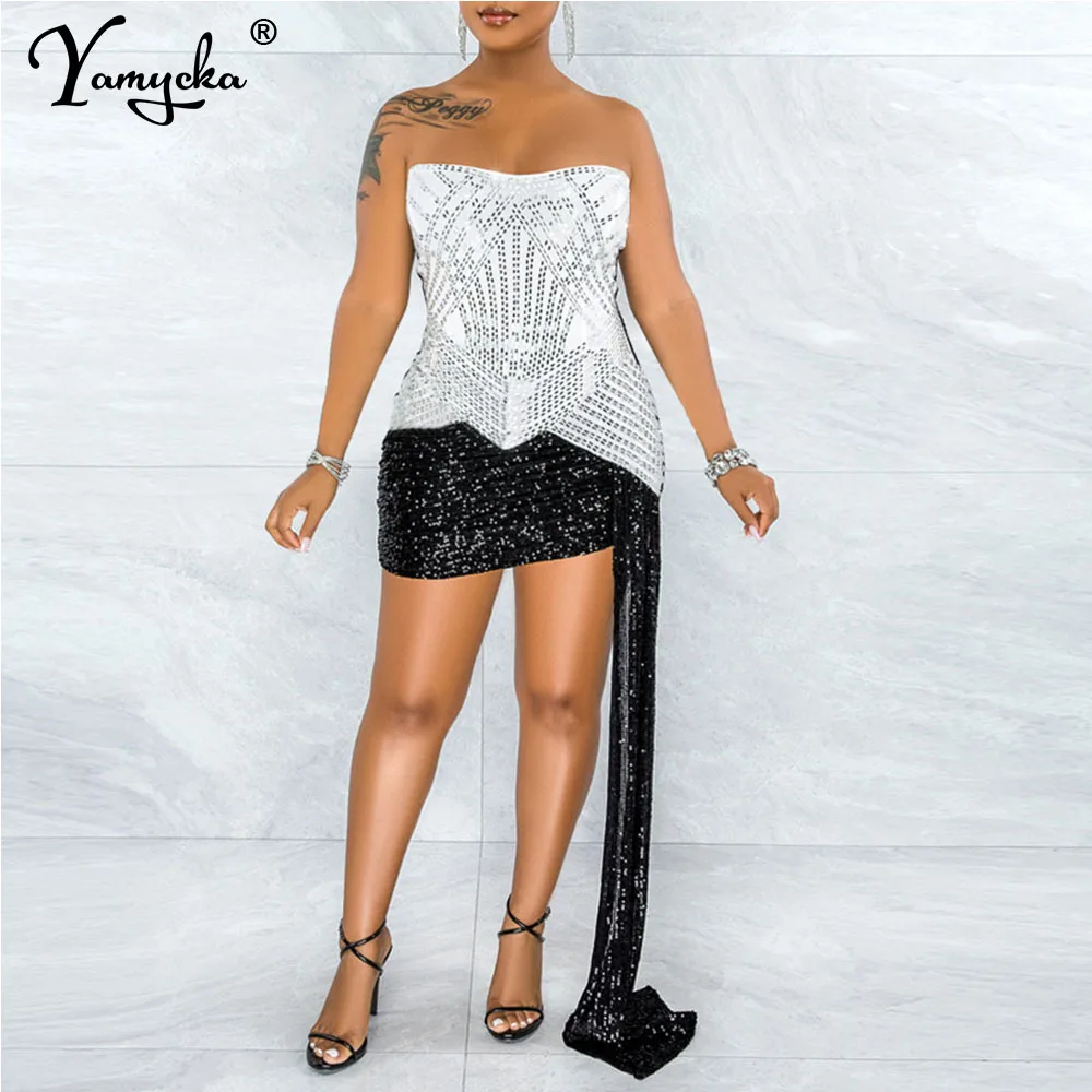 

Женское летнее платье-мини с блестками