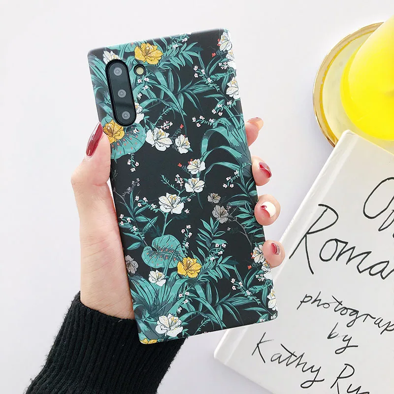 Чехол с цветами для Samsung Note10 Plus задняя крышка чехол Galaxy матовый жесткий |
