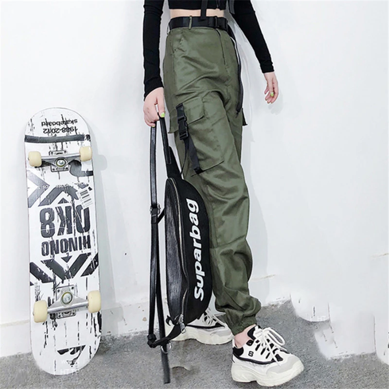 Женские брюки карго в стиле Харадзюку плотные теплые шаровары хип хоп