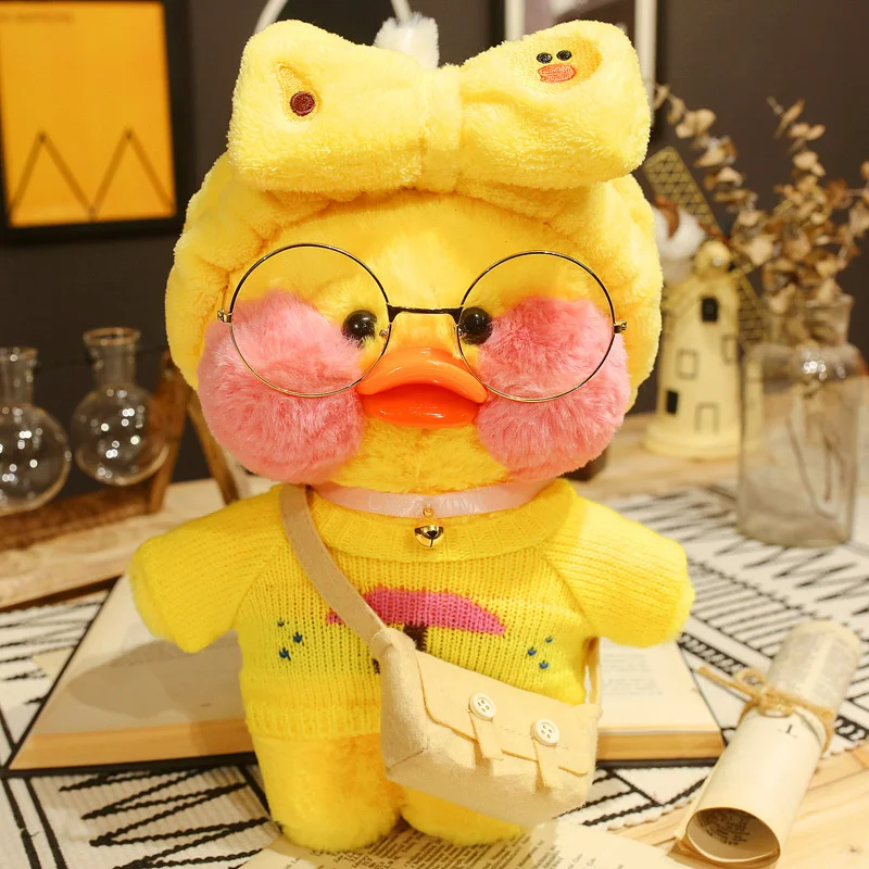 Mu&ntilde;eco de pato amarillo con &aacute;cido hialur&oacute;nico para ni&ntilde;os, mu&ntilde;eco de felpa suave con dise&ntilde;o de pato Lalafanfan coreano de 30cm, ideal para cumplea&ntilde;os-3