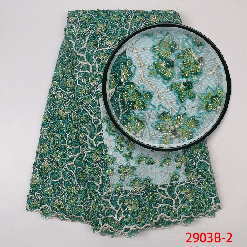 

Embroidery 3D Flower Tulle Fabric with Bead Guipure Lace Cord Fabric African Hot Sale in Africa 2019 Latest Style AMY2903B