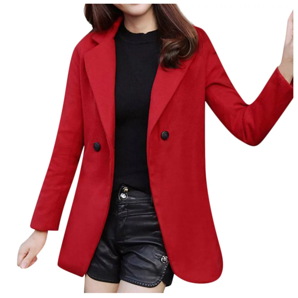 Женское облегающее пальто с отложным воротником осенне зимняя верхняя одежда