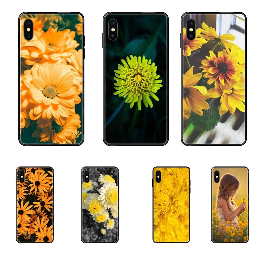 Мягкий черный чехол из ТПУ с подсолнухами для iPhone 11 12 Pro 5 5S SE 5C 6 6S 7 8 X XR XS Plus Max |