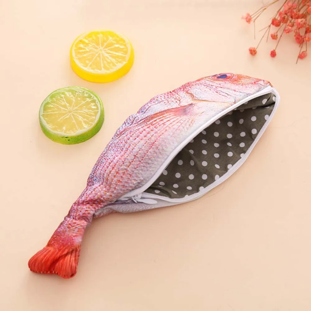 

2 Pcs Simulated Sea Fish Pencil Bag Stationery Pouch Pen Box School Supplies Coin Purse Fish Shaped Pencil Case Stationery Stora