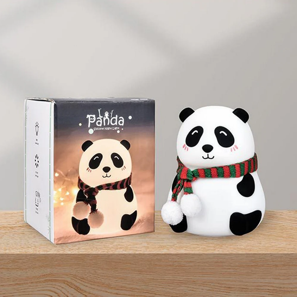 

Panda LED Night Light Touch Sensor USB Rechargeable Colorful Light for Baby Kids Bedroom Bedside Lamp Atmosphere Light Xmas Gift