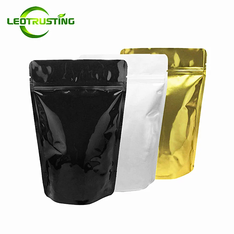 50 шт. утолщенные блестящие черные белые золотые сумки из алюминиевой фольги с