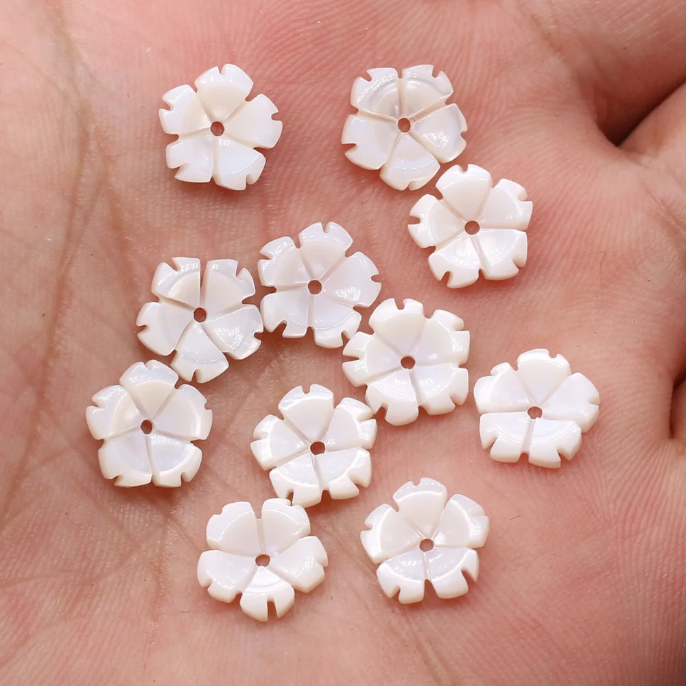 

10pcs Natural Shell Flower Beads Charms Natural White Shell Loose Beads Accessories for Women Making DIY Jewelry Necklace Gift