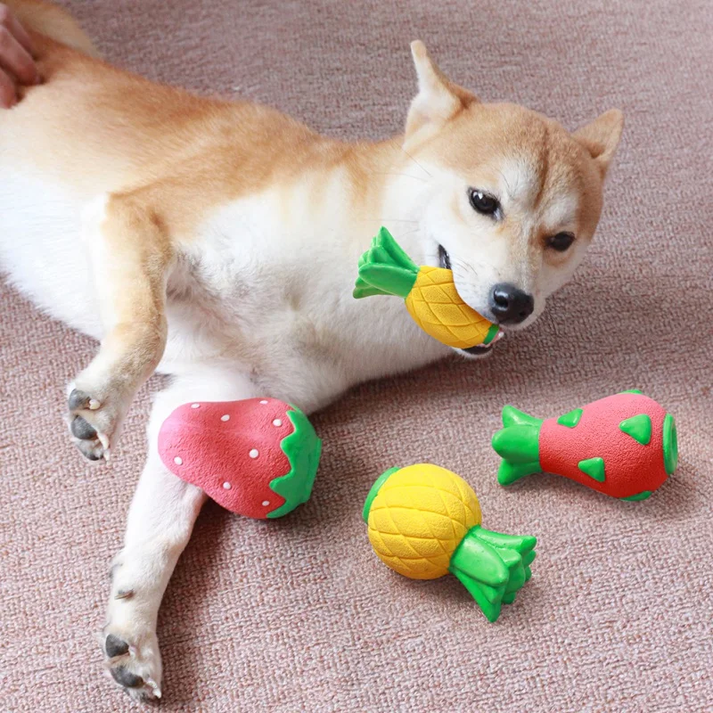 

Pet Dog Puppy Latex Fruit Shape Squeaky Bite-resistant Interactive Dog Teeth Grinding Toys Play Chew Toy Dog Accessories