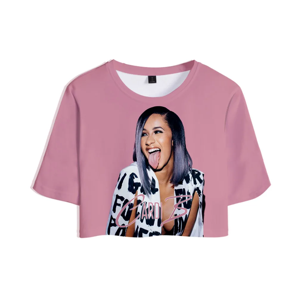 Весенне летняя новая стильная футболка с короткими рукавами и 3D принтом Rap Cardi B