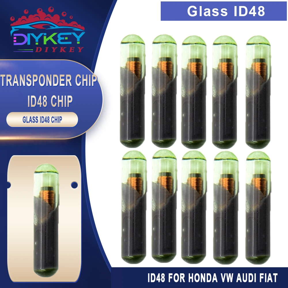 

DIYKEY 10PCS ID48 ID 48 Transponder Chip Car Key Chip Blank Auto Transponder Chip Glass ID 48 Unlock Chip Aftermarket ID48 Chip